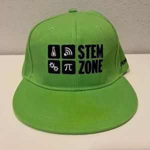 Chevron Stem Zone MVP Snapback Flat Brim Cap Hat Adult Neon Green